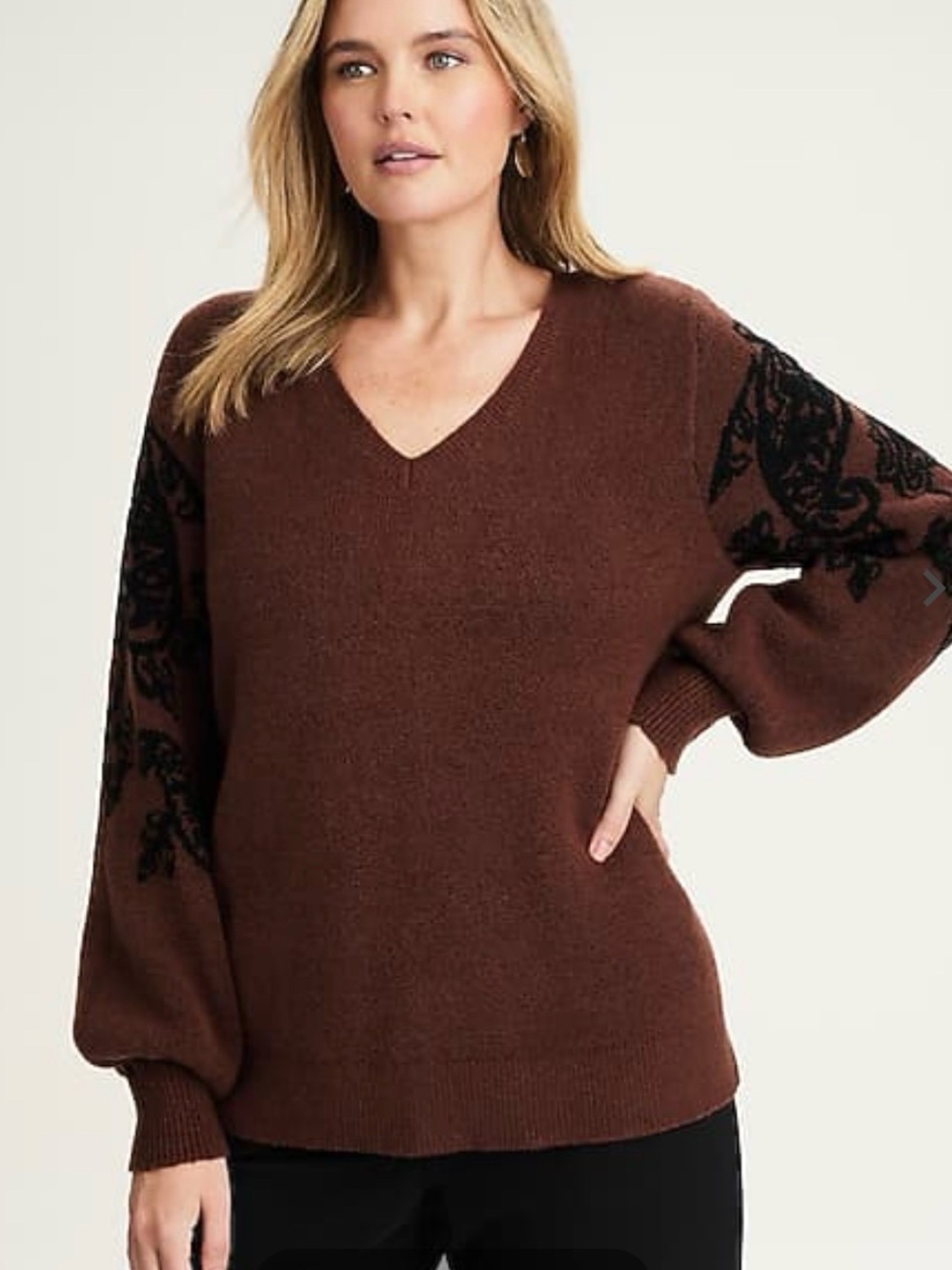 JJILL Paisley-Sleeve Sweater - Picture 2 of 5